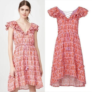 Figue Tahlia Ruffle Pink High-low Dress Size XS Flutter Sleeve